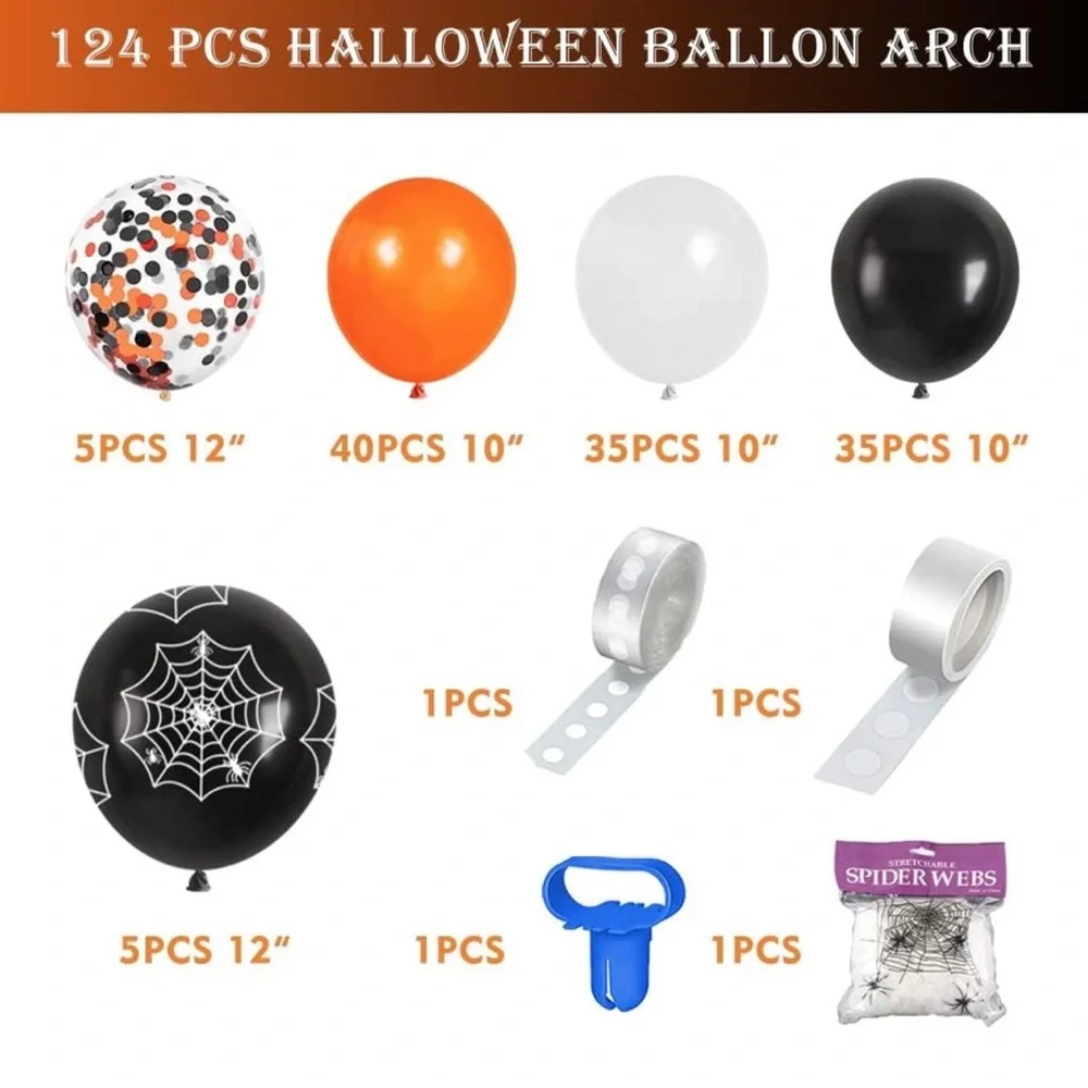 Halloween Decorations Balloon Arch Kit 124 Pcs